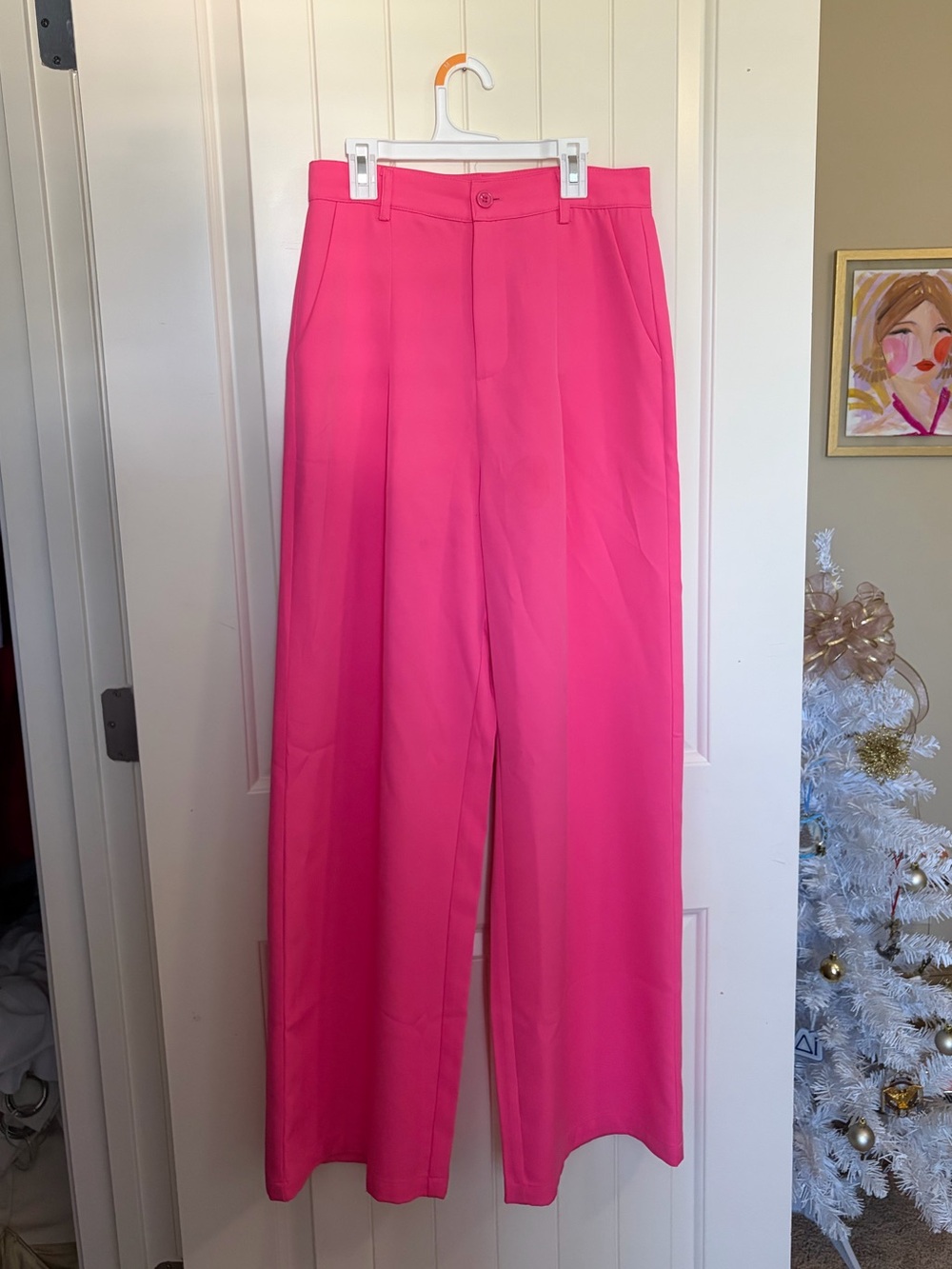 pink wide leg pants